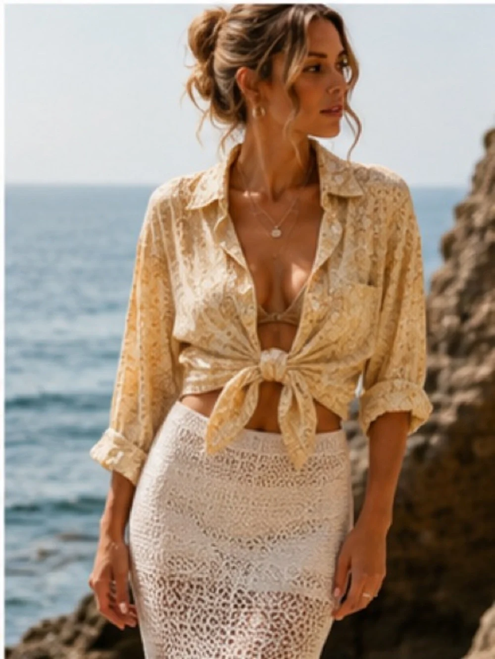 Show Me Your Mumu Johns Desert Yellow Snake Print Button Down Top Shirt XS